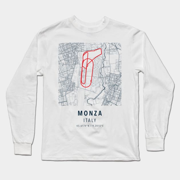 monza simple map Long Sleeve T-Shirt by boy cartograph